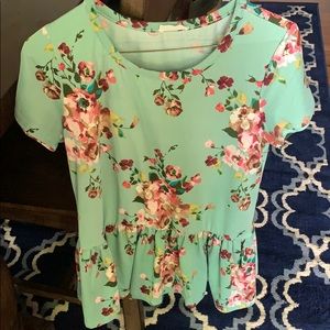 Mint Peplum Top